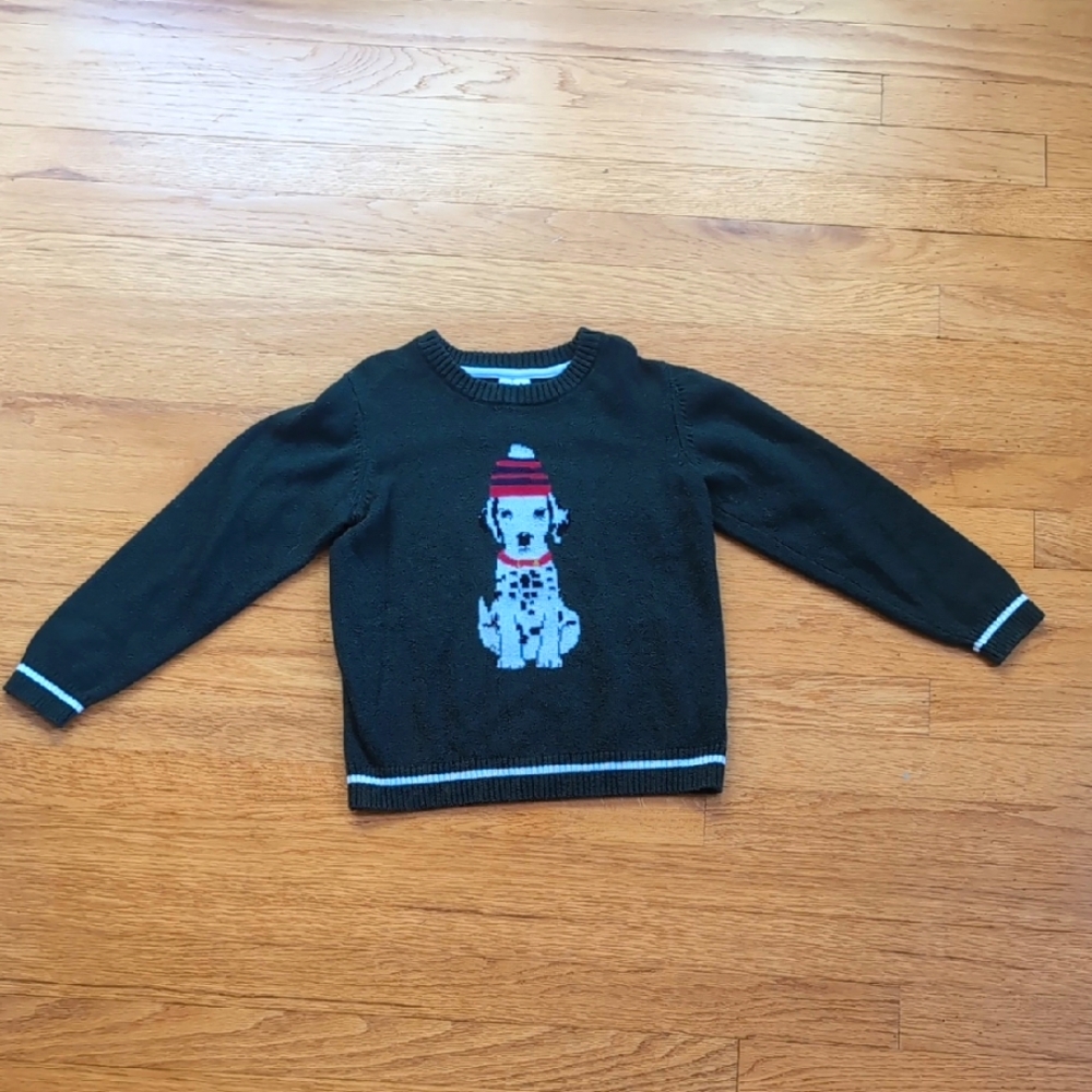 Janie and Jack Green Sweater with Dalmatian (Kids' Size 6)